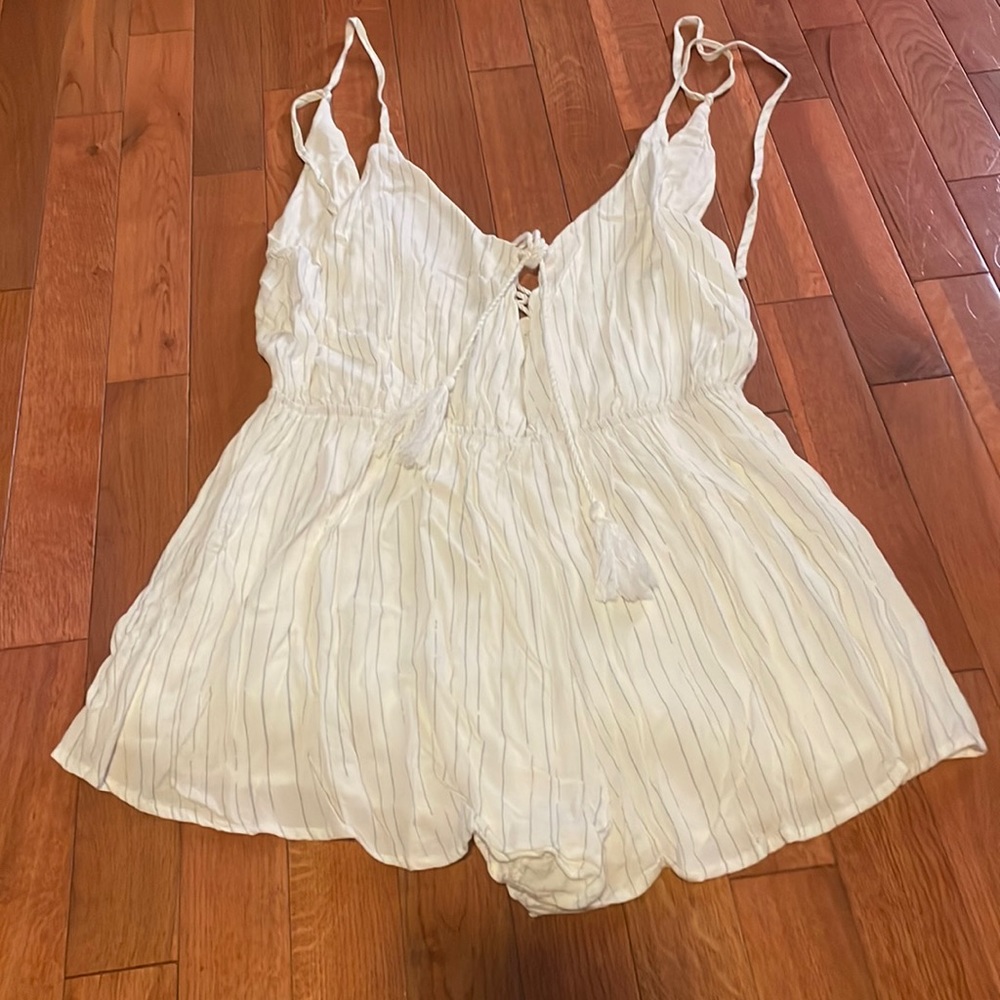 Tobi white striped romper